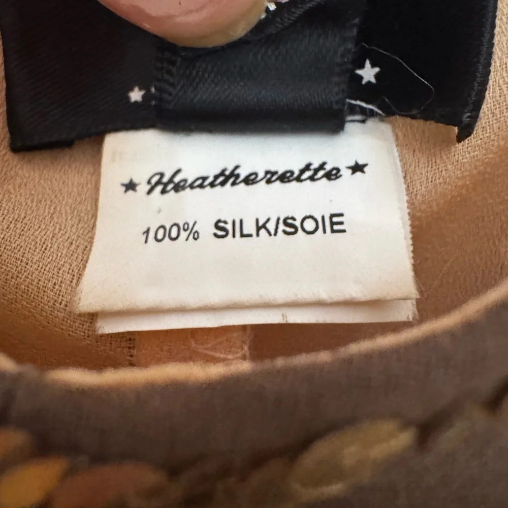 VINTAGE HEATHERETTE 100% silk Green and Brown Sequin Dress - Picture 7 of 9